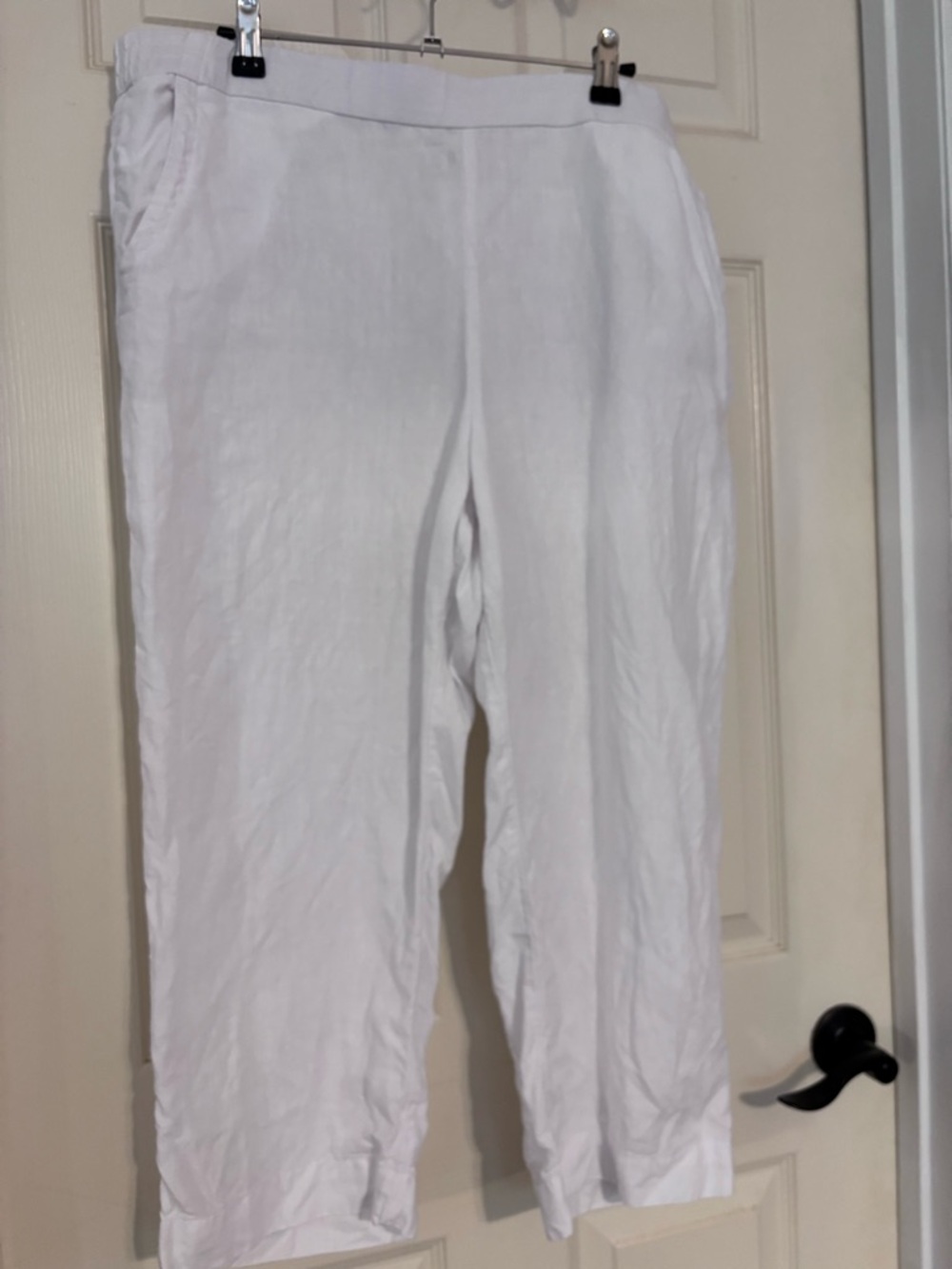 Charter Club White Linen Elastic Waist Linen Pants